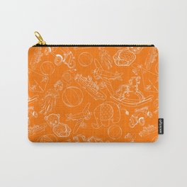 Orange and White Toys Outline Pattern Carry-All Pouch