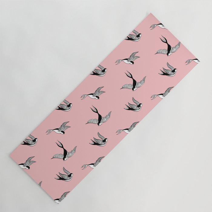 Swallows tattoo - pink Yoga Mat
