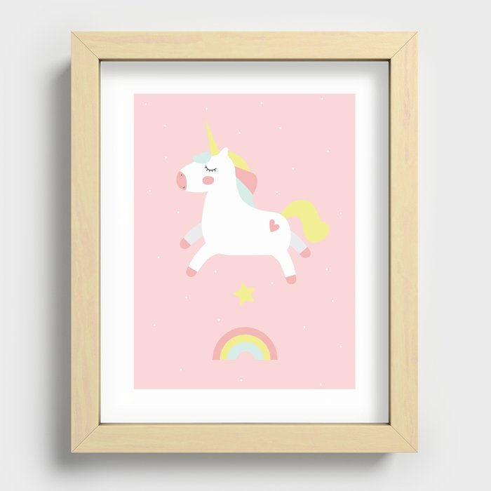 Unicorn & Rainbow Recessed Framed Print
