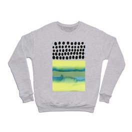 Yellow Aqua Black and White Watercolor Abstract Polka Dots and Ombre Crewneck Sweatshirt