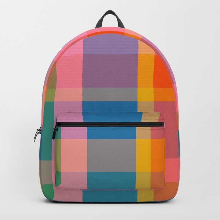 Rainbow Pop Colorful Checked Plaid Pattern Backpack