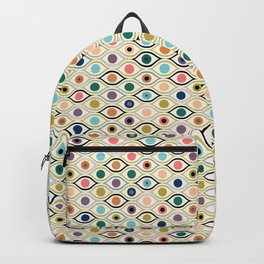All Eyes Are On You - colourful abstract eyes on cream Backpack