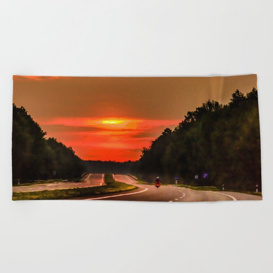 Road to the sun Beach Towel