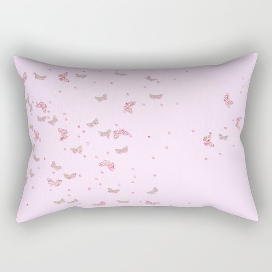 Butterflies diamonds and glitter II- Pink Glitter butterfly pattern Rectangular Pillow