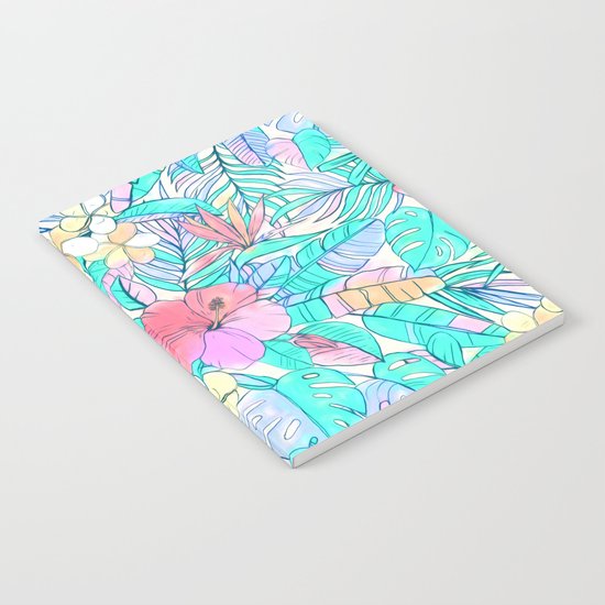 Pretty Pastel Hawaiian Hibiscus Print Notebook