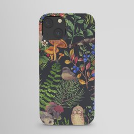 Hand drawn seamless pattern with watercolor forest animals and plants. Pattern for kids wood inhabitants, cute animals iPhone Case