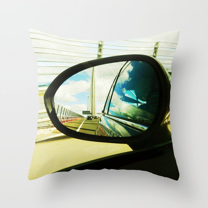Rear-view mirror | Road Trip Throw Pillow