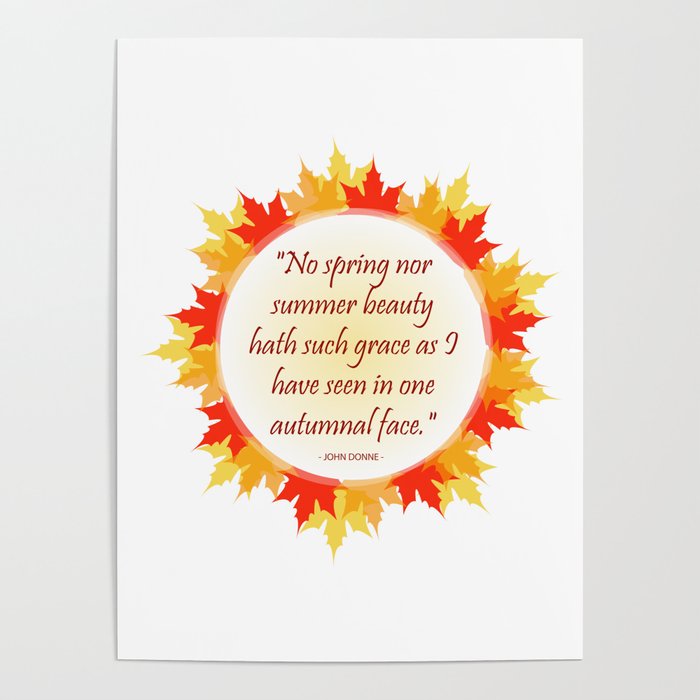 Inspirational quote inside autumn leaves Poster