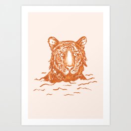 Water Tiger - Pink Art Print