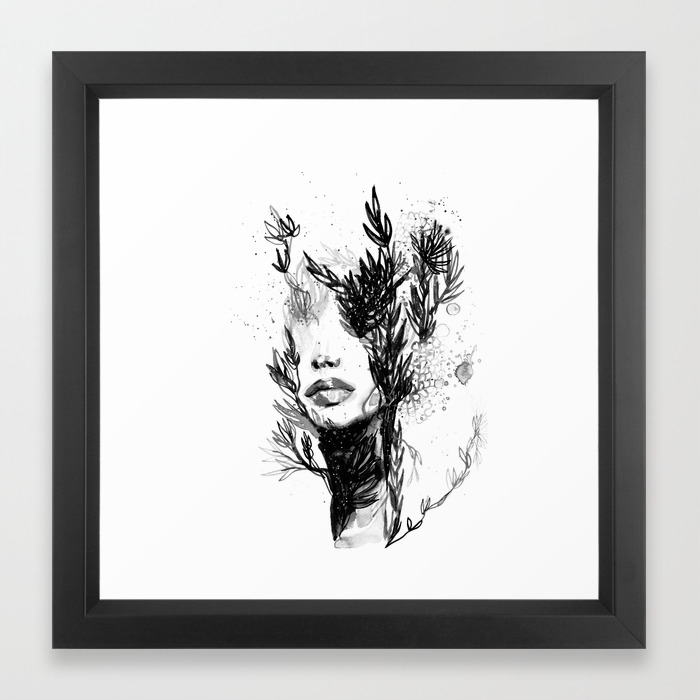Black N White Women Abstract Face Love Framed Art Print By