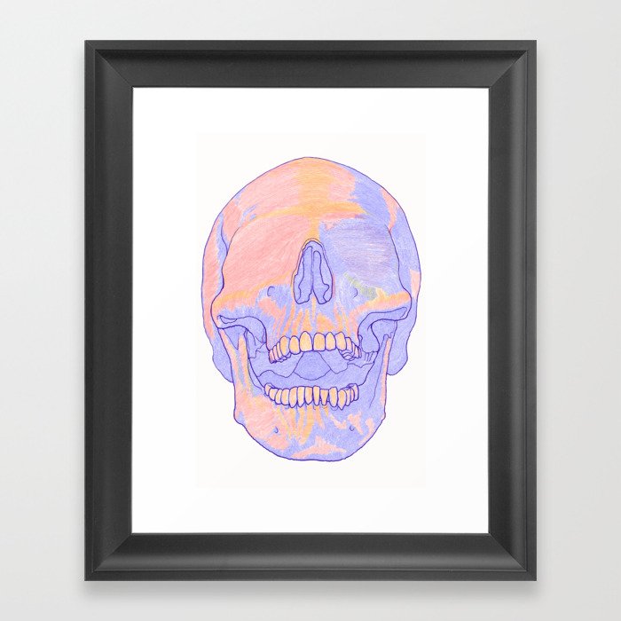 Blind Skull White Framed Art Print