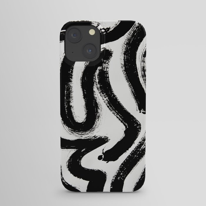 Black and White Abstract Pattern 1: A minimal black and white pattern by Alyssa Hamilton Art iPhone Case
