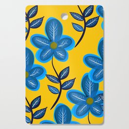 Blue Flowers and Yellow Pattern Cutting Board
