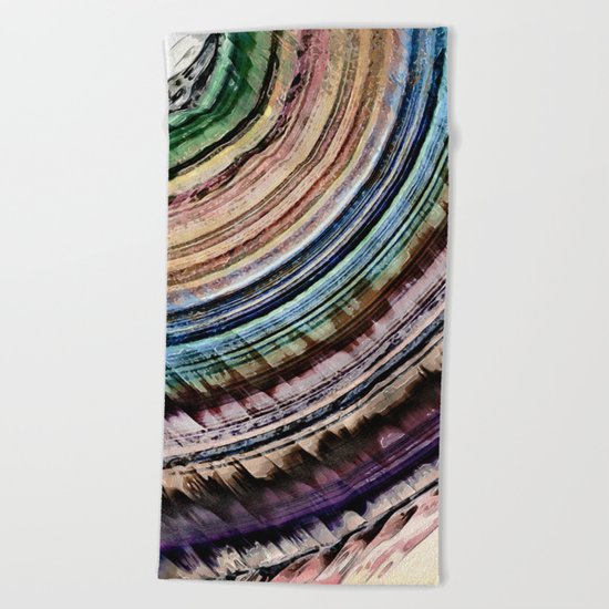 Abstract Textural Rings Beach Towel