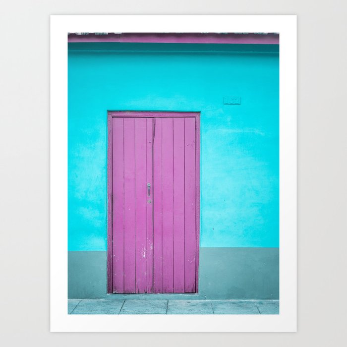 Turquoise Wall Magenta Door | Trinidad Cuba Art Print