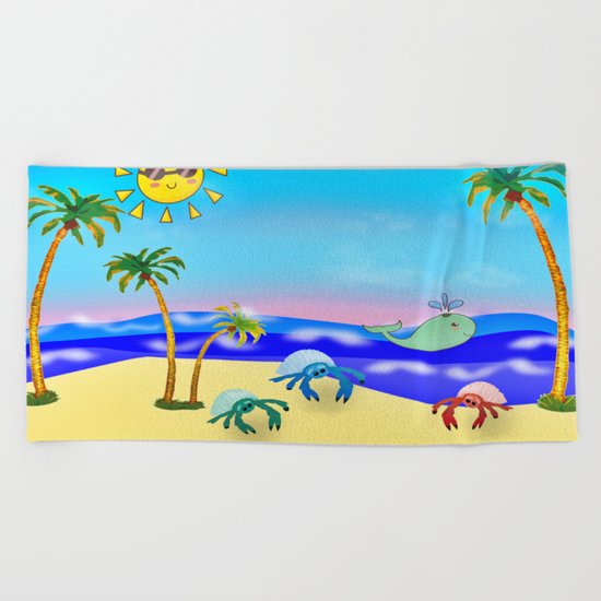Beach Party for the Baby Crabs Beach Towel