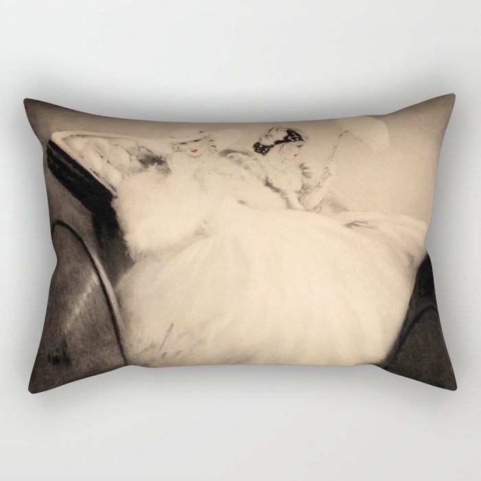 On the Champs Elysees by Louis Icart Rectangular Pillow