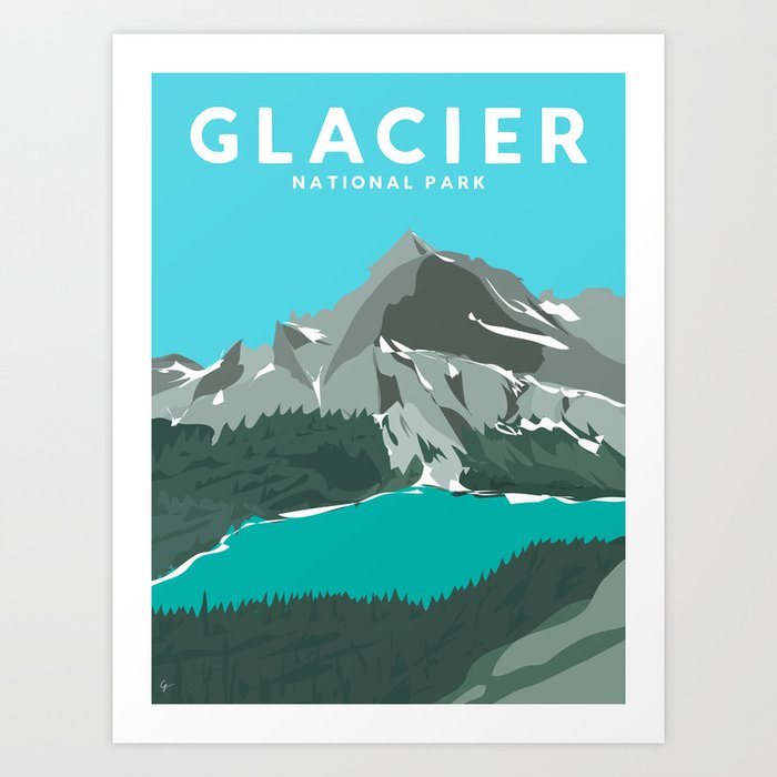 Glacier National Park, Montana Travel Poster Art Print