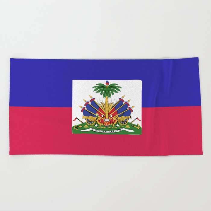 Haiti flag emblem Beach Towel