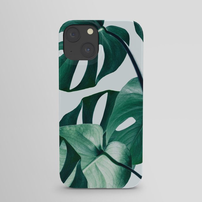 Monstera Tropical Photography Digital Art, Minimal Nature Jungle Botanical Leaves iPhone Case