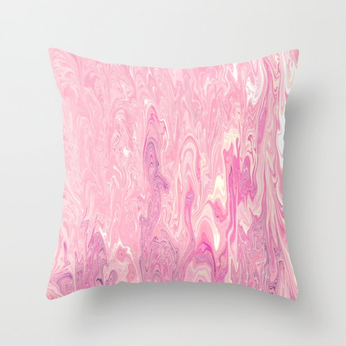 Modern pink White Marbling Paint Abstract Design Throw Pillow