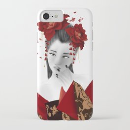 Geisha with red flowers iPhone Case