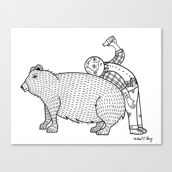 The Known Practice of using Domesticated Bears as cushions while drinking. Canvas Print