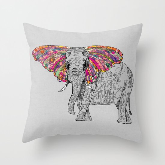 Bella The Happy Butterphant Throw Pillow