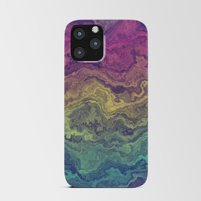 Groovy Swirly Marbled Rainbow Gradient iPhone Card Case