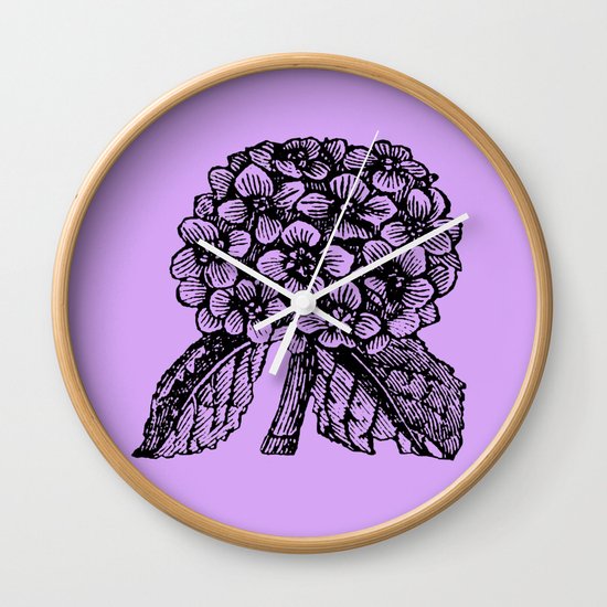 Lavender Hydrangea Wall Clock