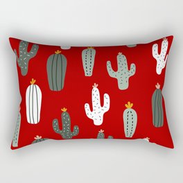 Christmas, Cactus, Red, White and Green, Cute Prints Rectangular Pillow