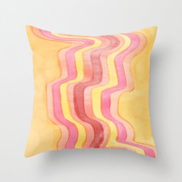 Retro Red Wave Throw Pillow