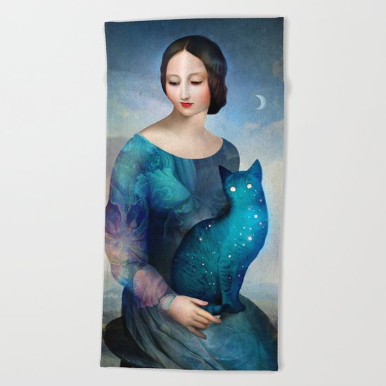 Night Cat Beach Towel