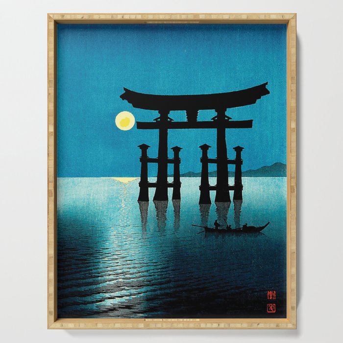 Torri Gates In Moonlight By Shoda Koho Serving Tray