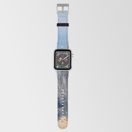 Bird-eye view blue Atlantic ocean meets cliffs with lighthouse Faroe Island  Apple Watch Band