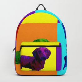 Wonder Wieners by Crow Creek Cool Backpack | Graphicdesign, Wienerdog, Fourdogs, Dachshund, Moderndog, Crowcreekcoolture, Brightcolors, Puppy, Weinerpup, Dog 