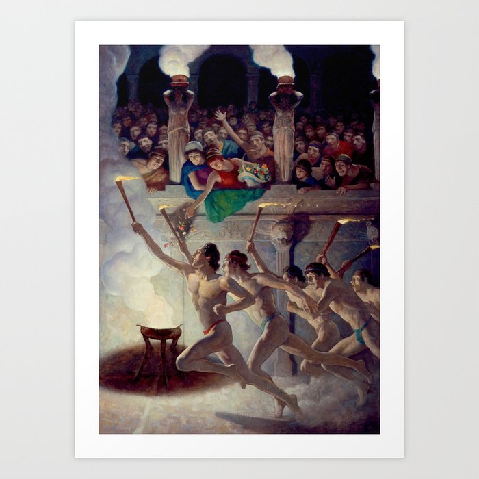 The Torch Race, The Grecian Olympics of 1000 BC by Newell Convers Wyeth Art Print