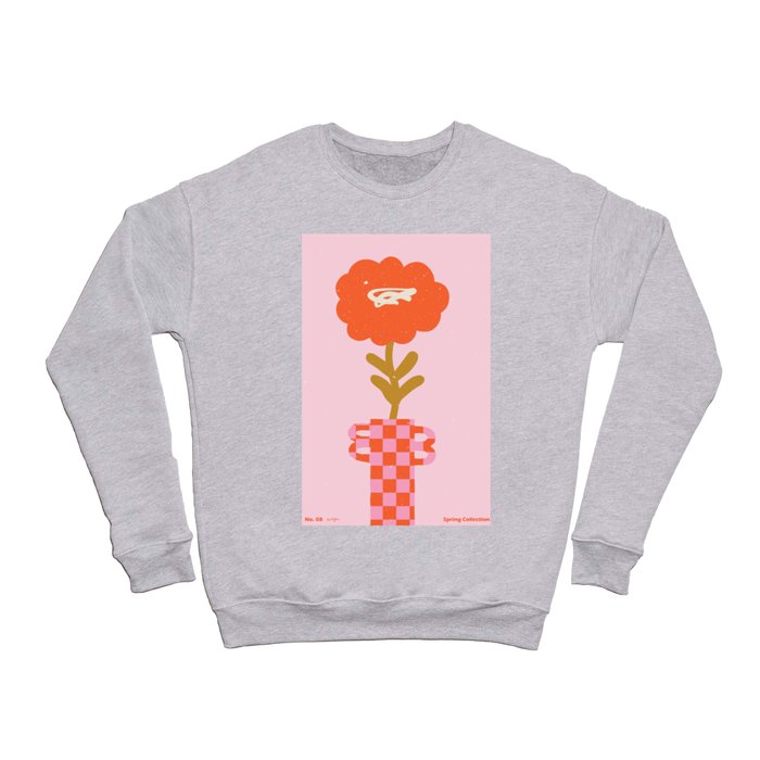 Abstract modern flower and checkerboard vase. Groovy vibes and retro style Crewneck Sweatshirt