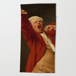 Self-Portrait, Yawning, 1783 by Joseph Ducreux Beach Towel