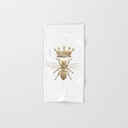 Queen Bee | Vintage Bee with Crown | Gold and White | Hand & Bath Towel