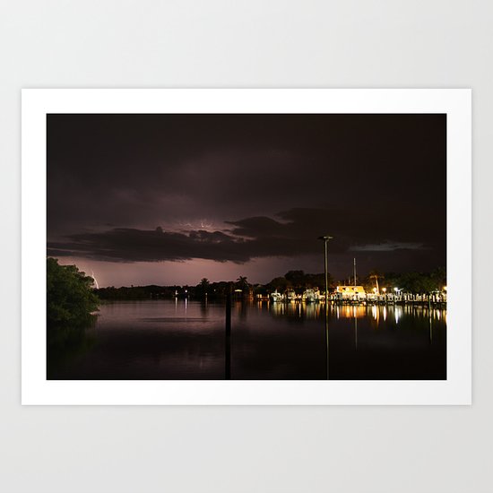 Lightning over the Marina Art Print