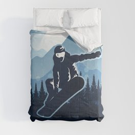 Royal Skiing - Attitude - Ski Snowboard Fly Skyline Comforter
