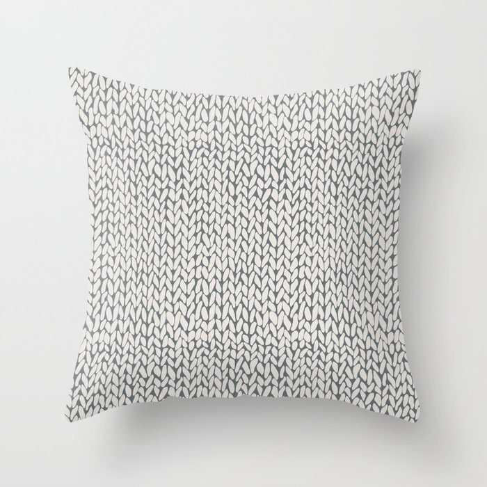 Hand Knit Grey Throw Pillow