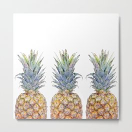 Watercolor Sketch Pineapple Trio Metal Print