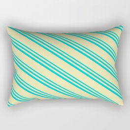 [ Thumbnail: Dark Turquoise and Pale Goldenrod Colored Lines/Stripes Pattern Rectangular Pillow ]