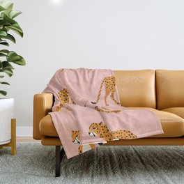 Cheetahs pattern on pink Throw Blanket