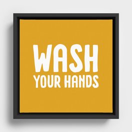 Wash your hands - yellow Framed Canvas