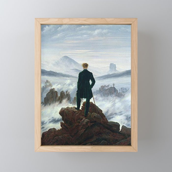 Wanderer above the Sea of Fog Painting by Caspar David Friedrich Framed Mini Art Print