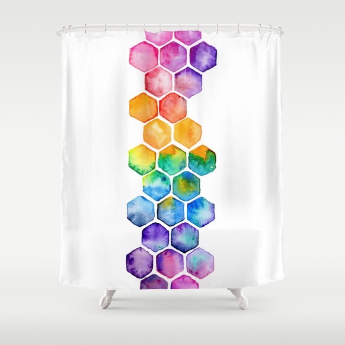 Rainbow Honeycomb Shower Curtain