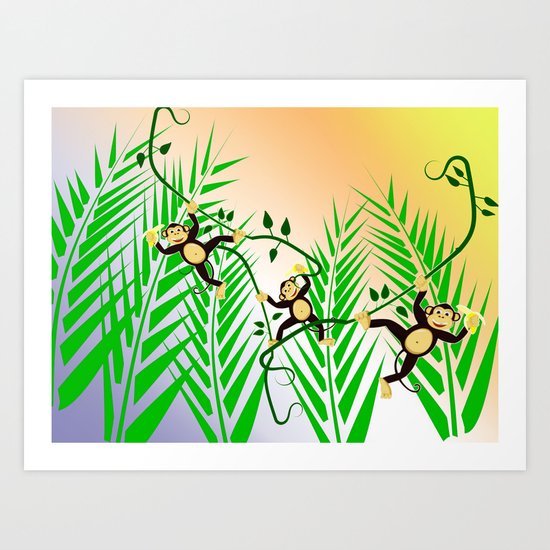 Funny Monkeys Art Print